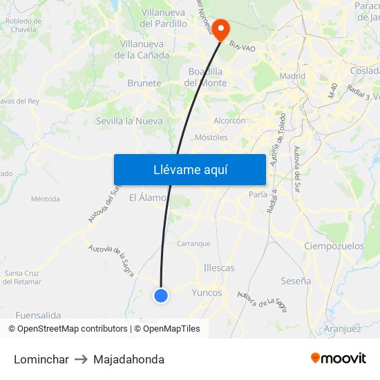 Lominchar to Majadahonda map