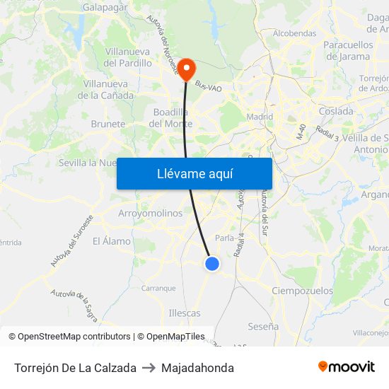 Torrejón De La Calzada to Majadahonda map