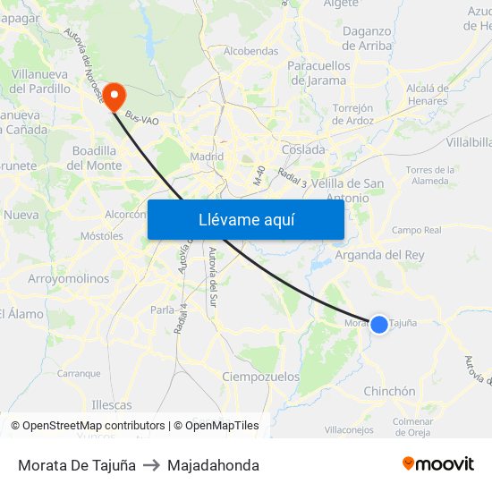Morata De Tajuña to Majadahonda map