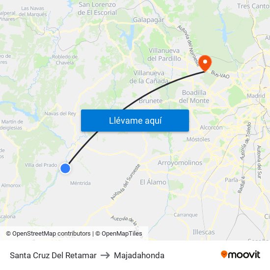 Santa Cruz Del Retamar to Majadahonda map