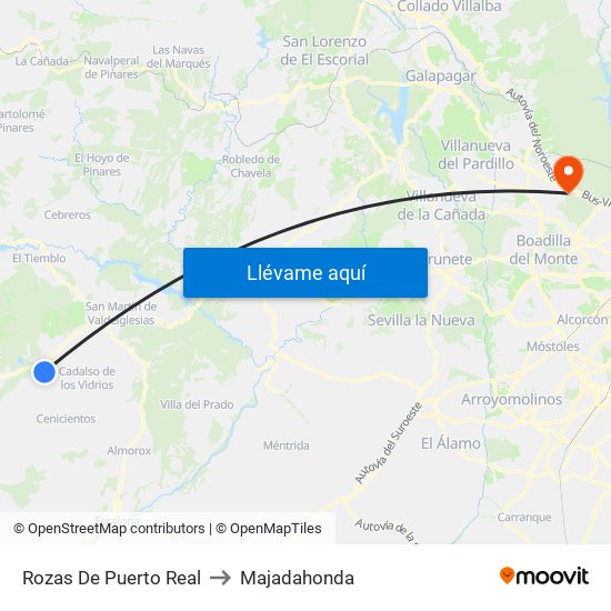Rozas De Puerto Real to Majadahonda map