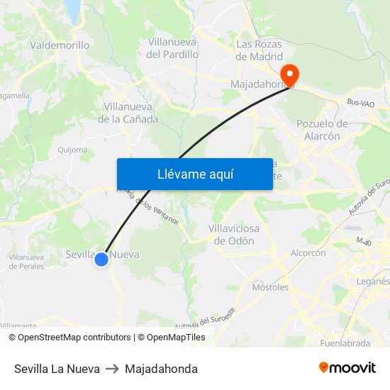 Sevilla La Nueva to Majadahonda map