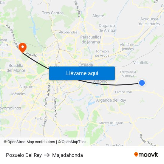 Pozuelo Del Rey to Majadahonda map