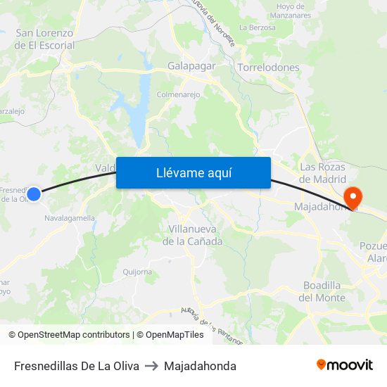 Fresnedillas De La Oliva to Majadahonda map