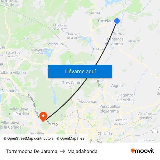 Torremocha De Jarama to Majadahonda map