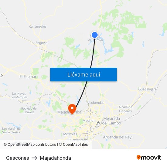 Gascones to Majadahonda map
