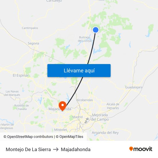 Montejo De La Sierra to Majadahonda map