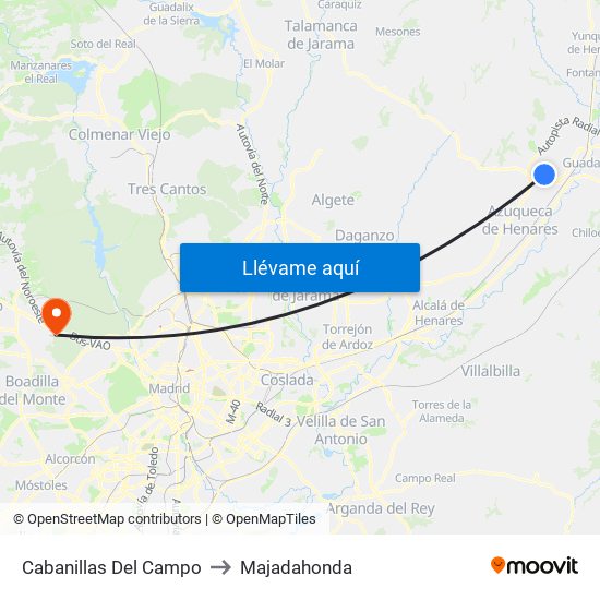Cabanillas Del Campo to Majadahonda map