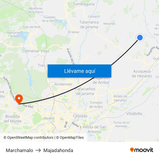 Marchamalo to Majadahonda map