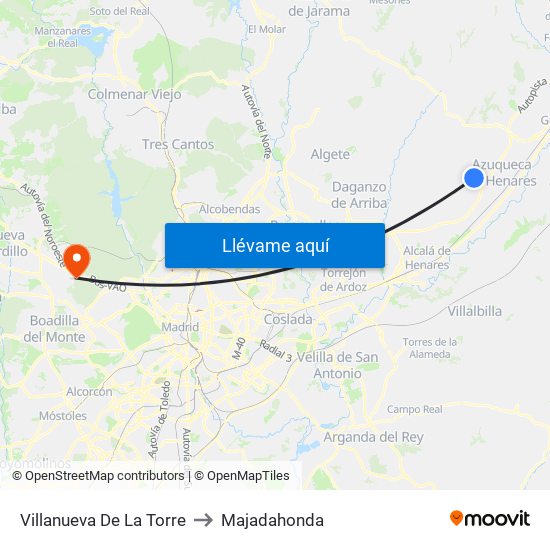 Villanueva De La Torre to Majadahonda map