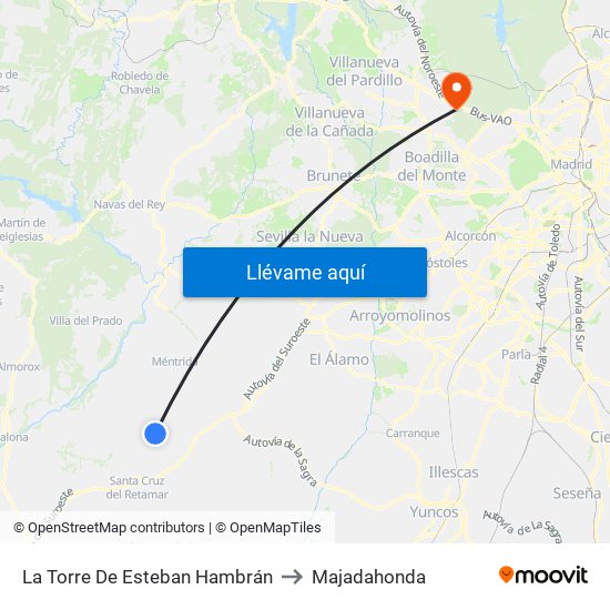 La Torre De Esteban Hambrán to Majadahonda map