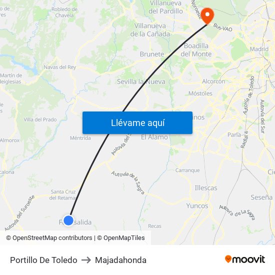 Portillo De Toledo to Majadahonda map