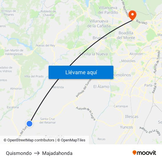 Quismondo to Majadahonda map
