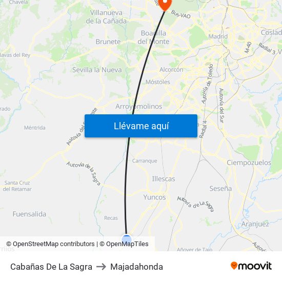 Cabañas De La Sagra to Majadahonda map
