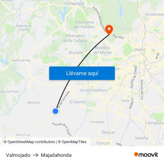 Valmojado to Majadahonda map