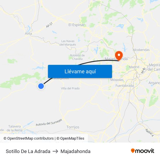 Sotillo De La Adrada to Majadahonda map