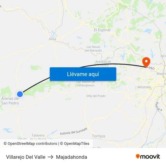 Villarejo Del Valle to Majadahonda map
