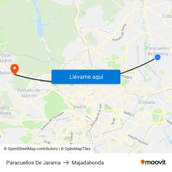 Paracuellos De Jarama to Majadahonda map