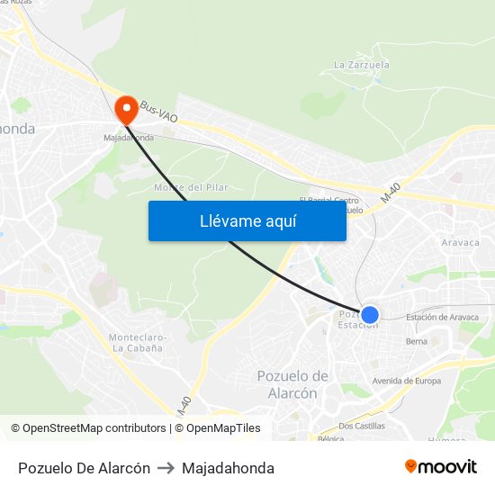 Pozuelo De Alarcón to Majadahonda map