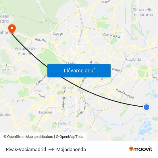 Rivas-Vaciamadrid to Majadahonda map