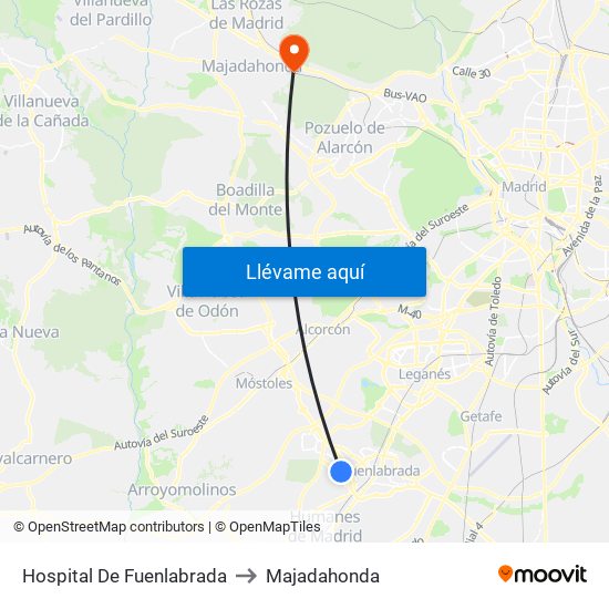 Hospital De Fuenlabrada to Majadahonda map