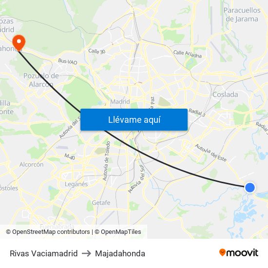 Rivas Vaciamadrid to Majadahonda map