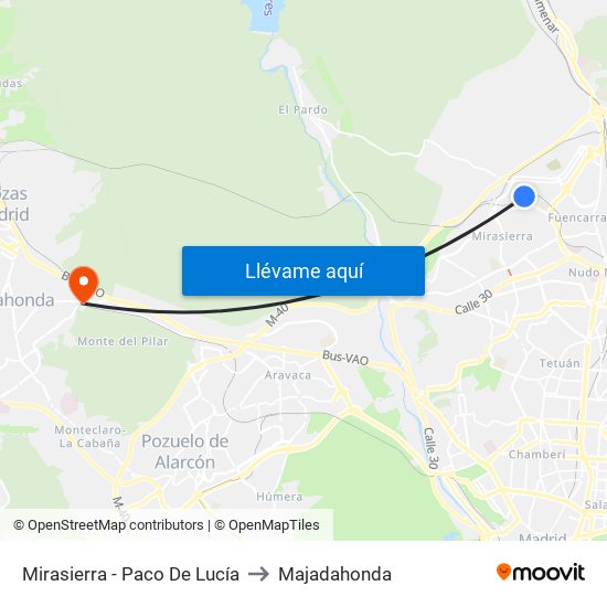 Mirasierra - Paco De Lucía to Majadahonda map