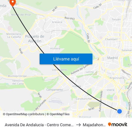 Avenida De Andalucía - Centro Comercial to Majadahonda map