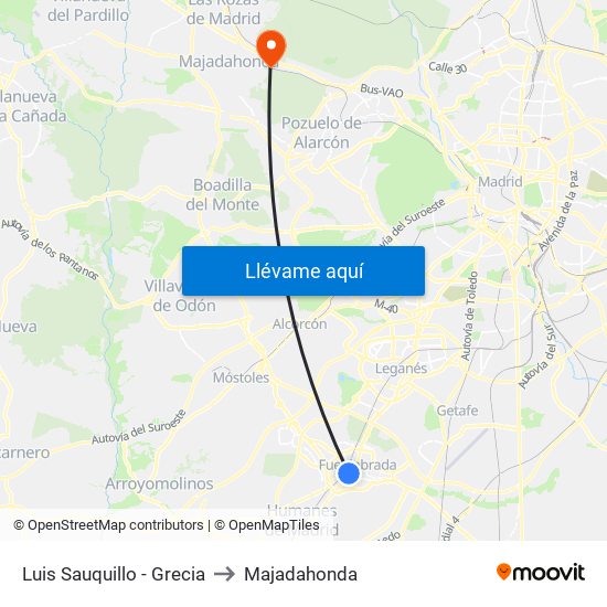Luis Sauquillo - Grecia to Majadahonda map