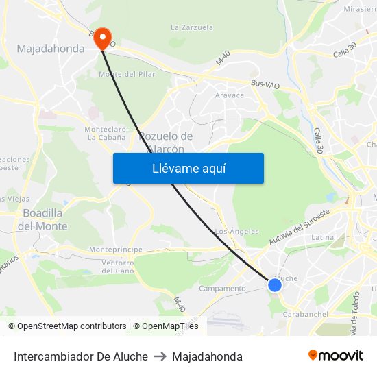 Intercambiador De Aluche to Majadahonda map