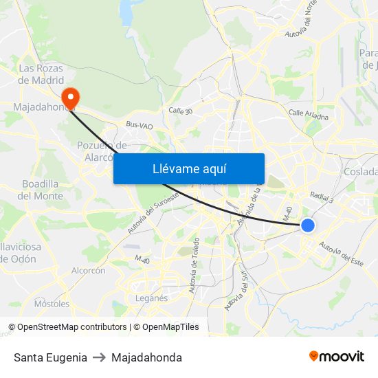 Santa Eugenia to Majadahonda map