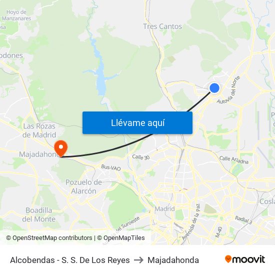 Alcobendas - S. S. De Los Reyes to Majadahonda map