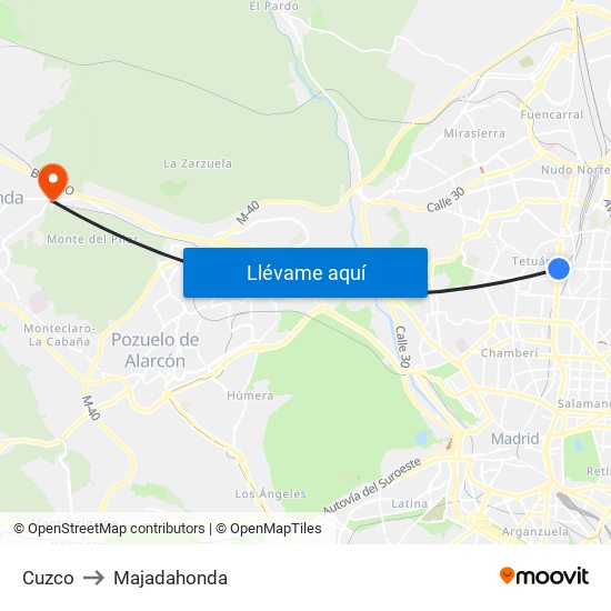 Cuzco to Majadahonda map