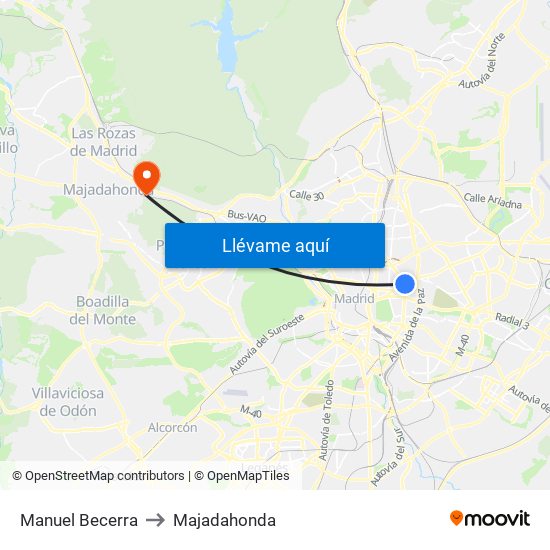 Manuel Becerra to Majadahonda map