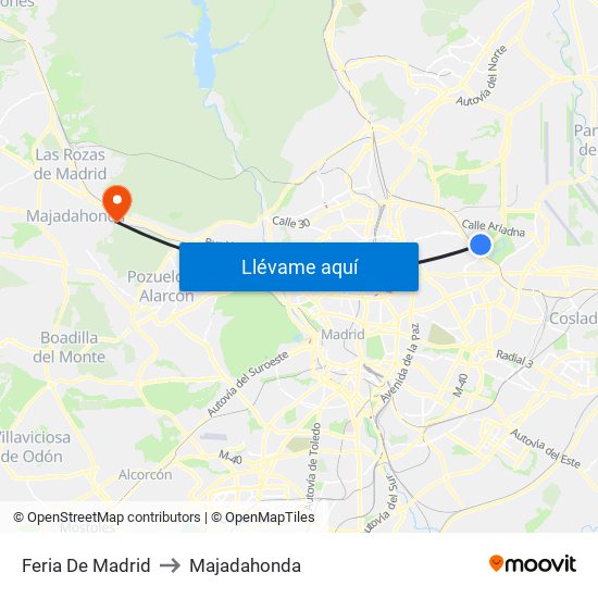 Feria De Madrid to Majadahonda map