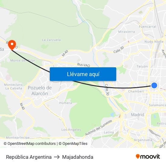 República Argentina to Majadahonda map