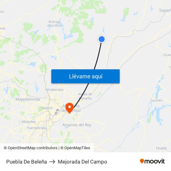 Puebla De Beleña to Mejorada Del Campo map