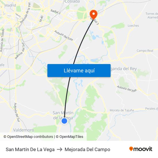 San Martín De La Vega to Mejorada Del Campo map