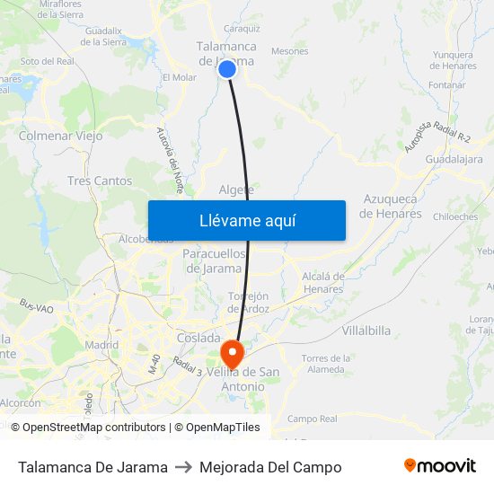 Talamanca De Jarama to Mejorada Del Campo map