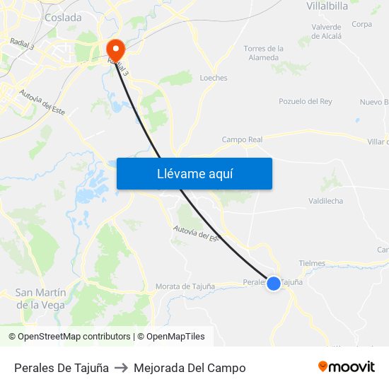 Perales De Tajuña to Mejorada Del Campo map