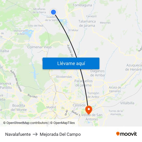 Navalafuente to Mejorada Del Campo map