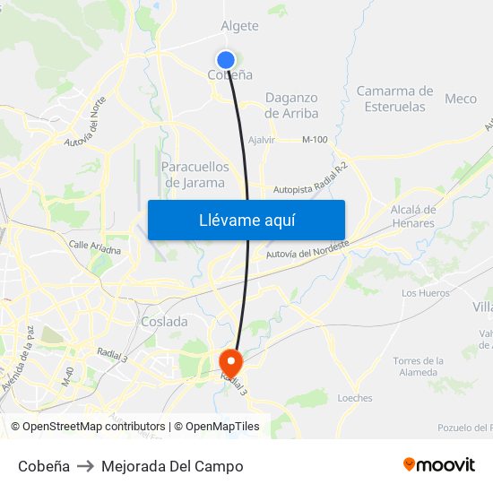 Cobeña to Mejorada Del Campo map