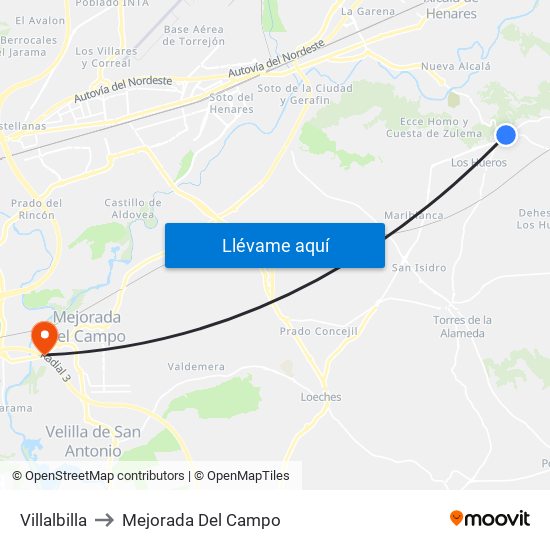 Villalbilla to Mejorada Del Campo map