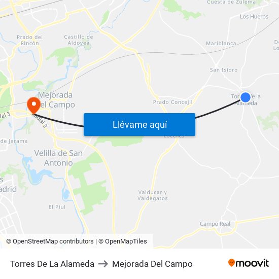 Torres De La Alameda to Mejorada Del Campo map