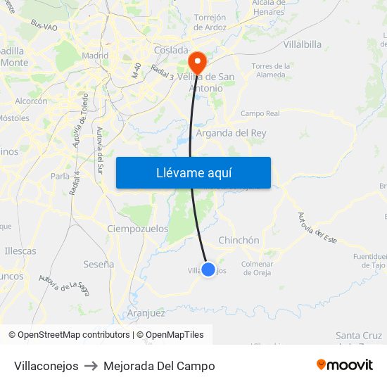 Villaconejos to Mejorada Del Campo map