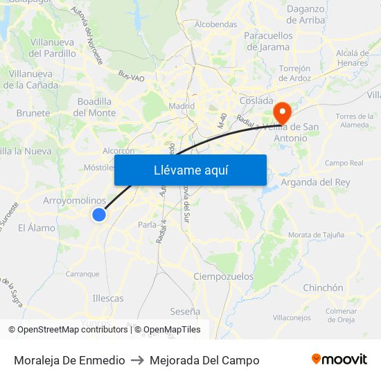 Moraleja De Enmedio to Mejorada Del Campo map
