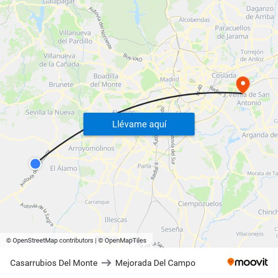 Casarrubios Del Monte to Mejorada Del Campo map