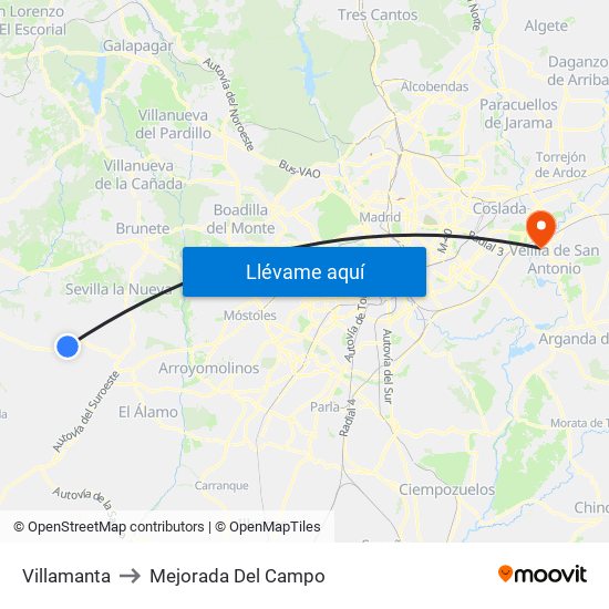 Villamanta to Mejorada Del Campo map