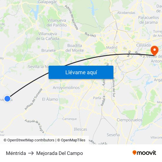 Méntrida to Mejorada Del Campo map