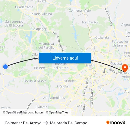 Colmenar Del Arroyo to Mejorada Del Campo map